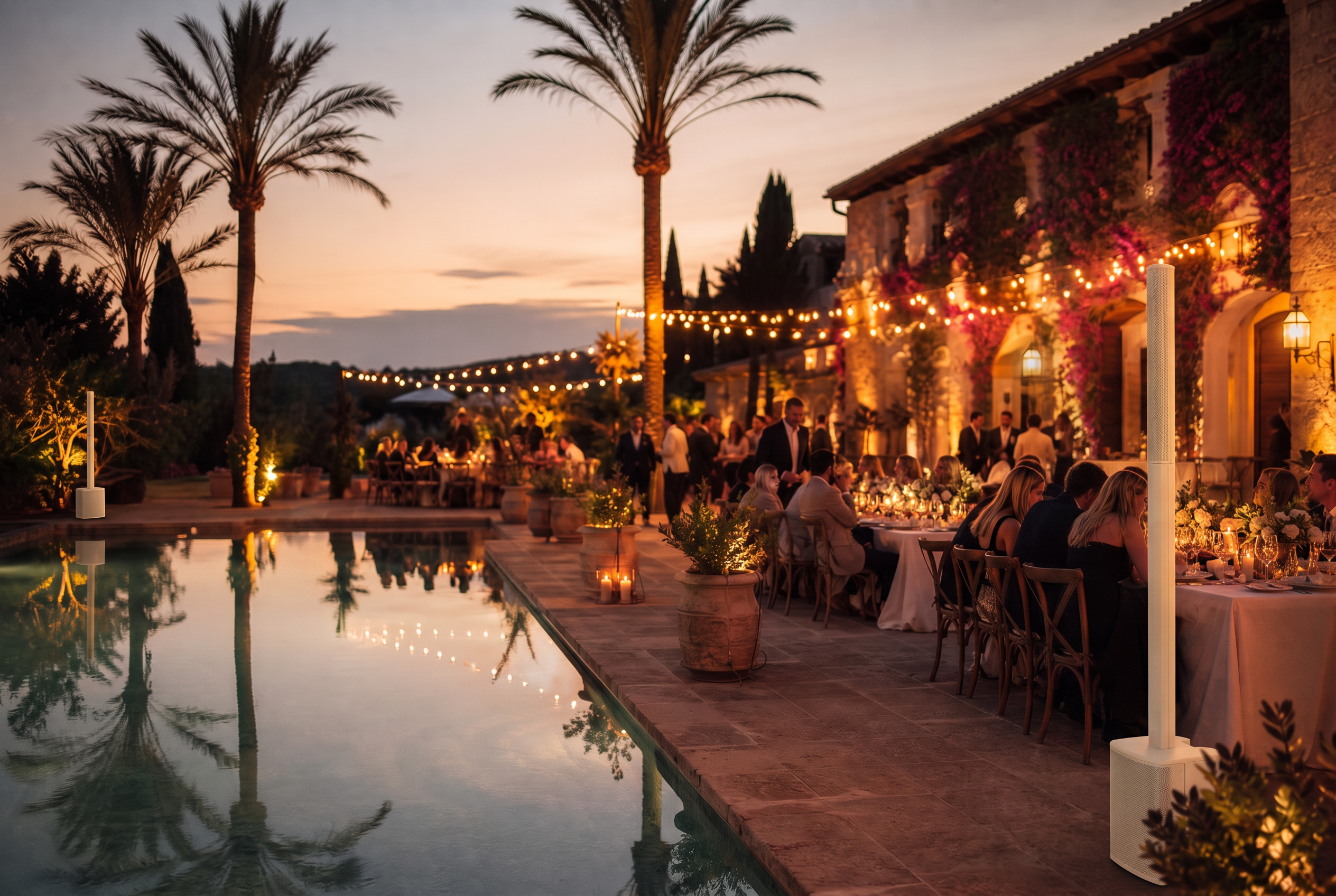 Sonnenuntergang auf einer Mallorca Finca mit Premium Sound Setup